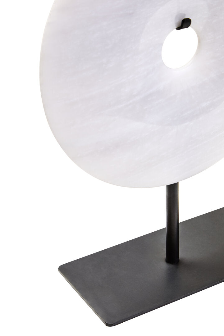 Visso Small Round 20cm Grey Marble Disc Sculpture