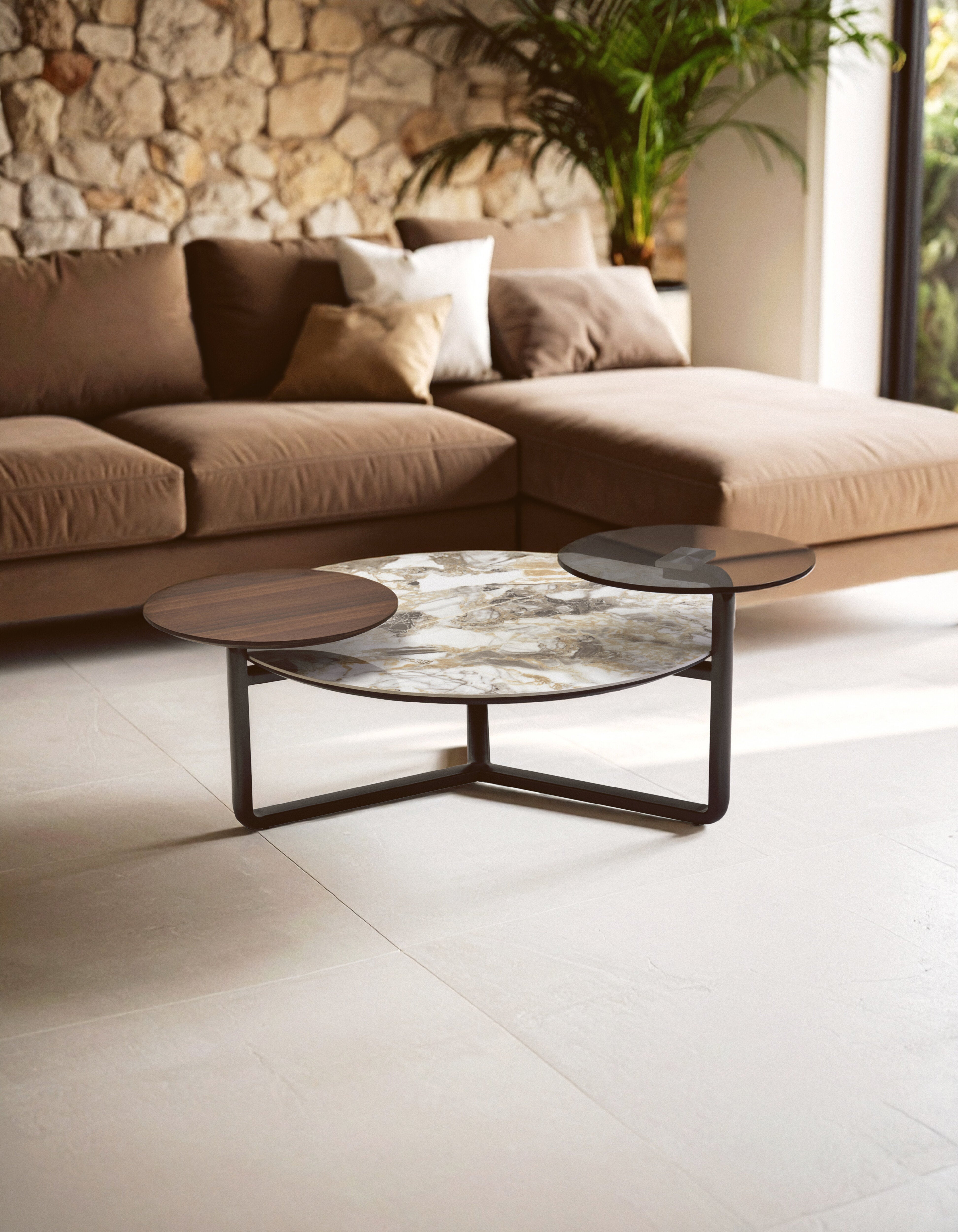 Tavole Round Ceramic Marble Effect Coffee Table