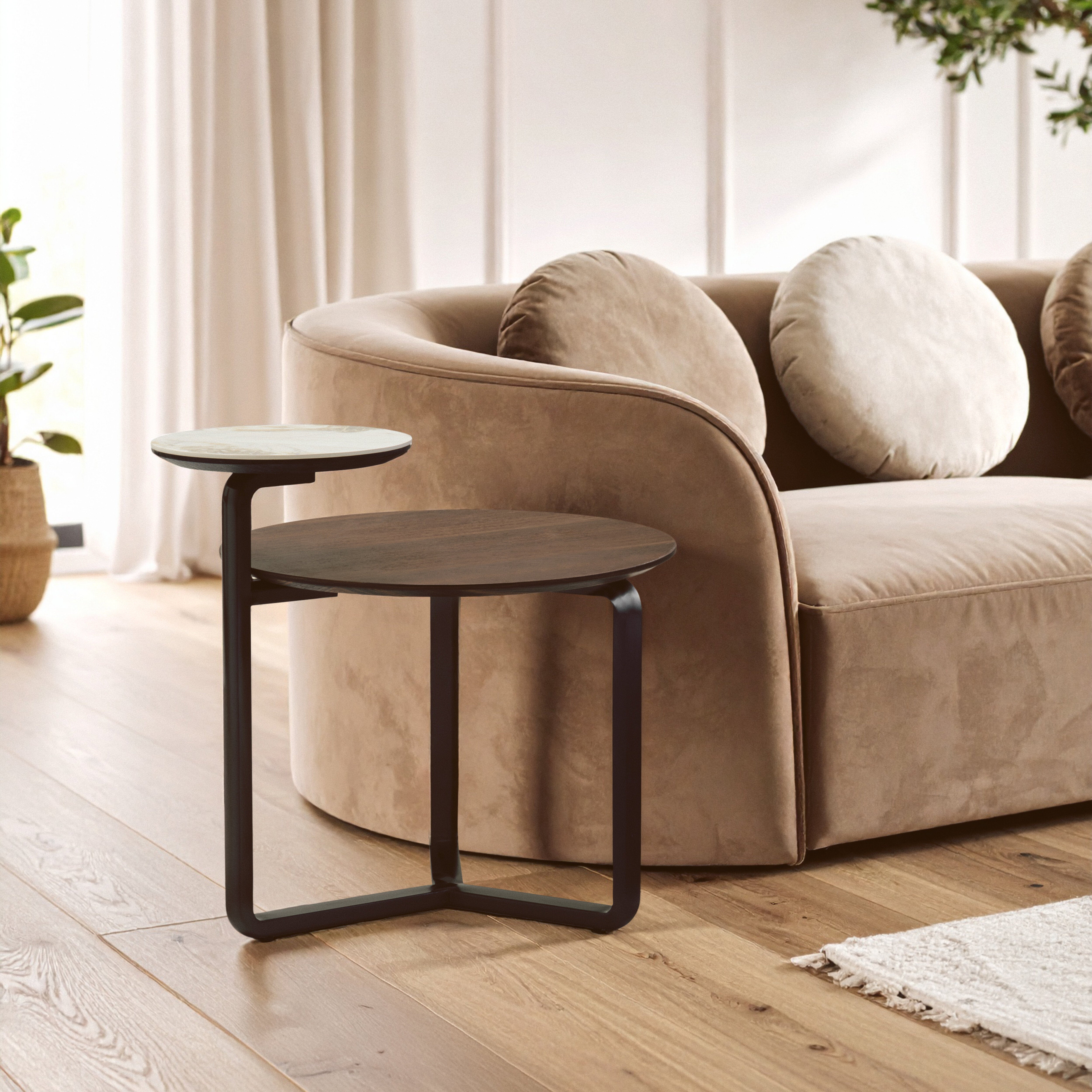 Tavole Round Veneer & Ceramic Coffee Table