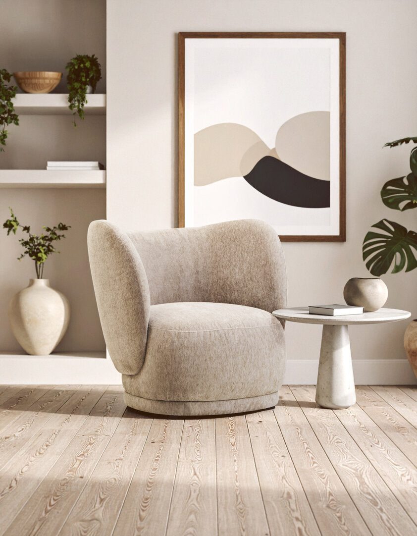 Jude Deep Stone Chenille Curved Chair