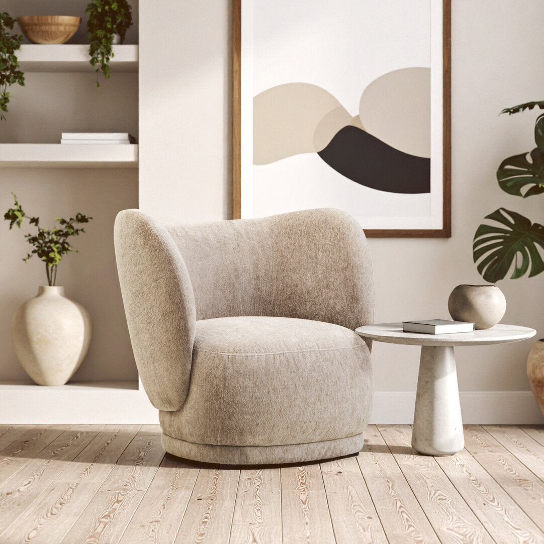 Jude Deep Stone Chenille Curved Chair