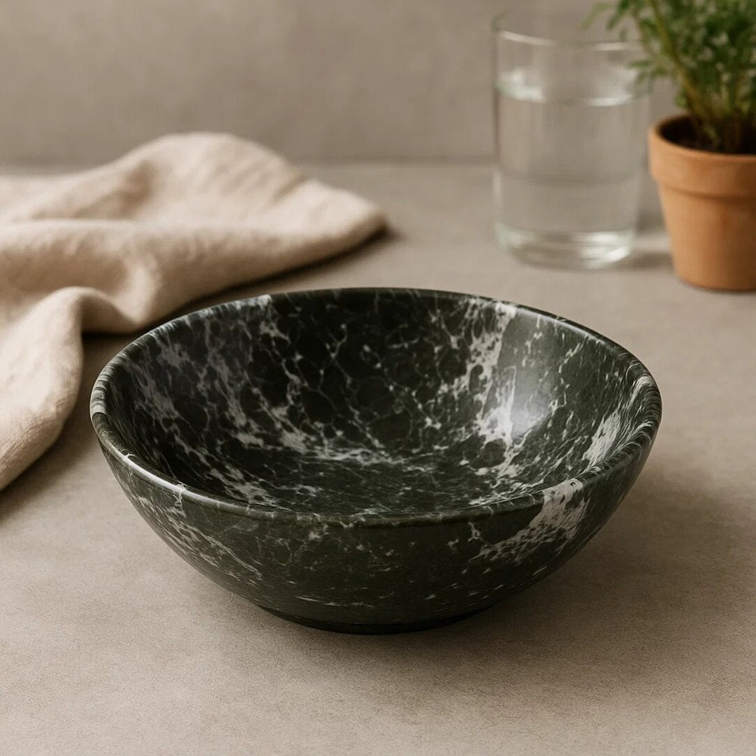 Karter Black & White Marble Bowl
