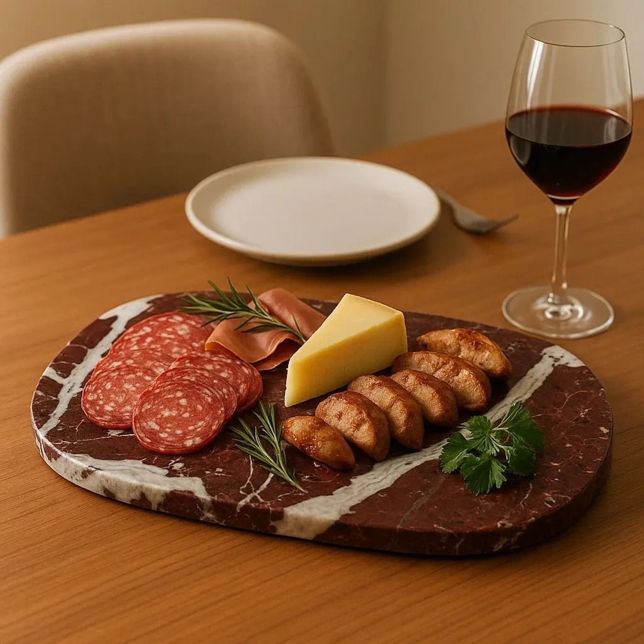Siena Oval Red Marble Serving Board