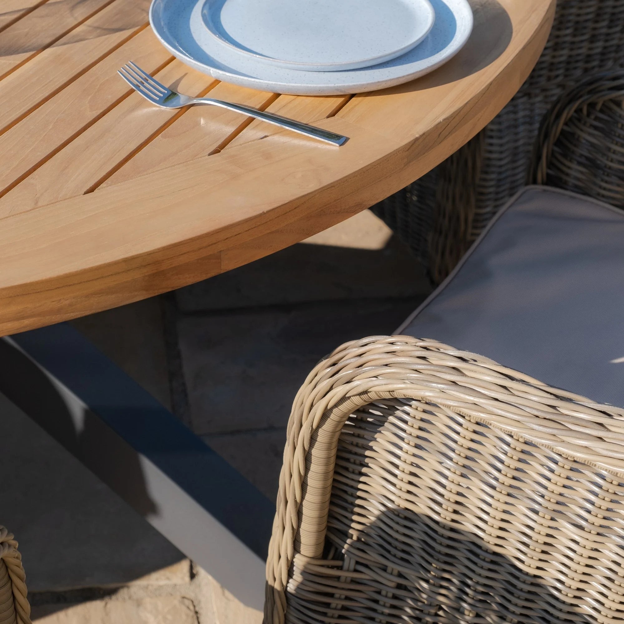Jakarta Teak Round Dining Table with Winchester Heritage Dining Chairs