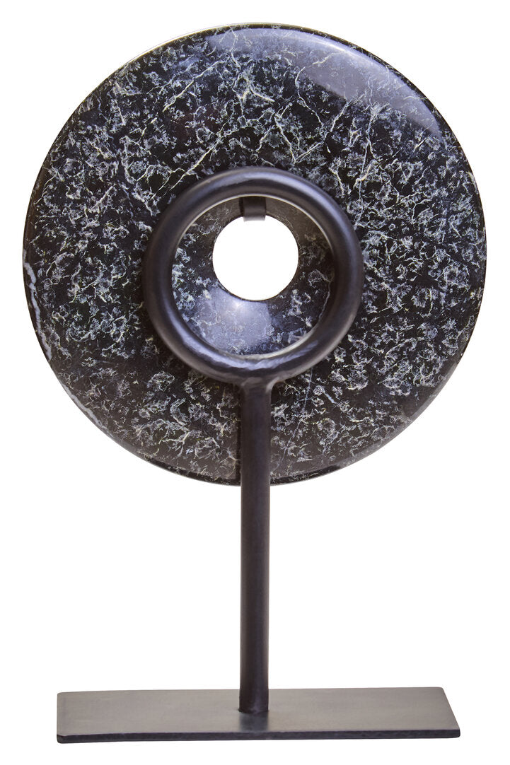 Toluca Extra Small Black Marble Round 15cm Disc Sculpture