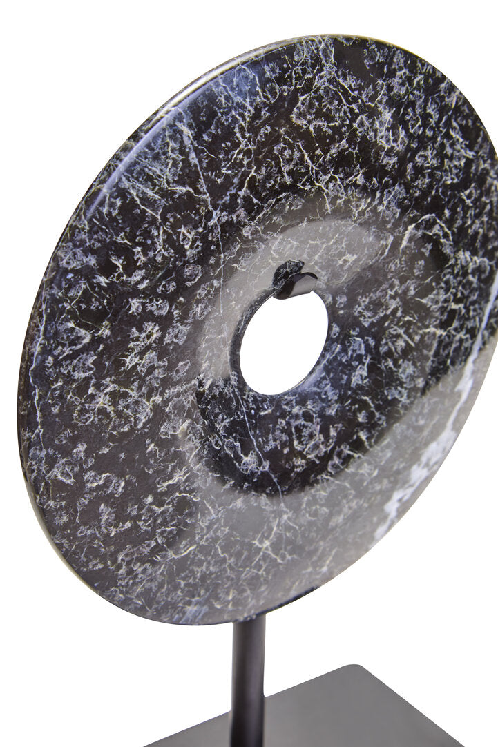 Toluca Extra Small Black Marble Round 15cm Disc Sculpture
