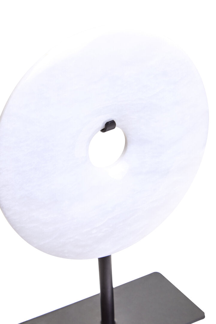Visso Extra Small Round 15cm White Marble Disc Sculpture
