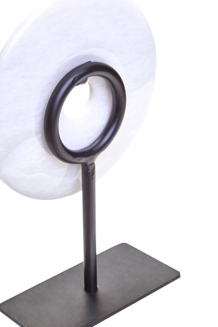 Visso Extra Small Round 15cm White Marble Disc Sculpture
