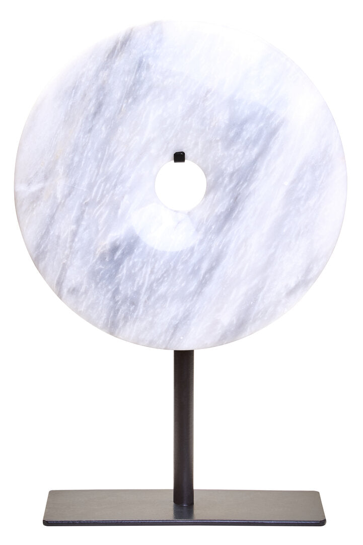 Visso Small Round 20cm White Marble Disc Sculpture