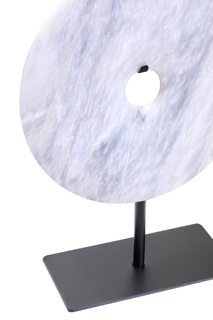 Visso Small Round 20cm White Marble Disc Sculpture