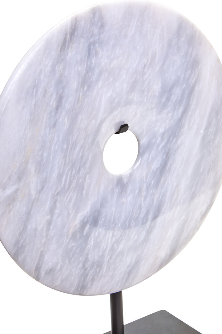 Visso Small Round 20cm White Marble Disc Sculpture
