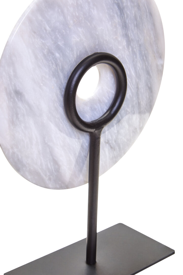Visso Small Round 20cm White Marble Disc Sculpture