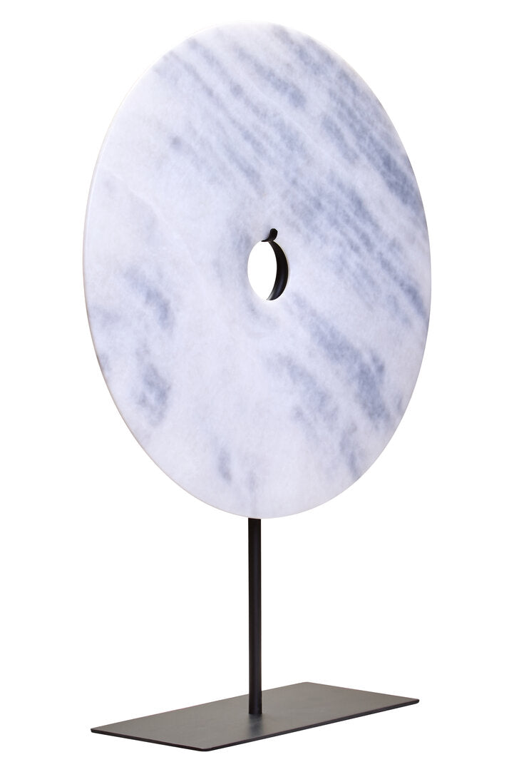 Visso Extra Large Round 35cm White Marble Disc Sculpture