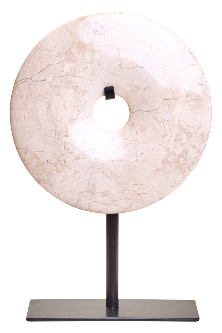 Visso Extra Small Cream Marble Round 15cm Disc Sculpture