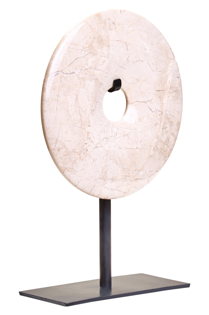 Visso Extra Small Cream Marble Round 15cm Disc Sculpture