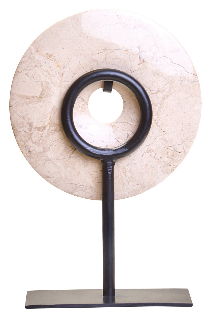 Visso Extra Small Cream Marble Round 15cm Disc Sculpture