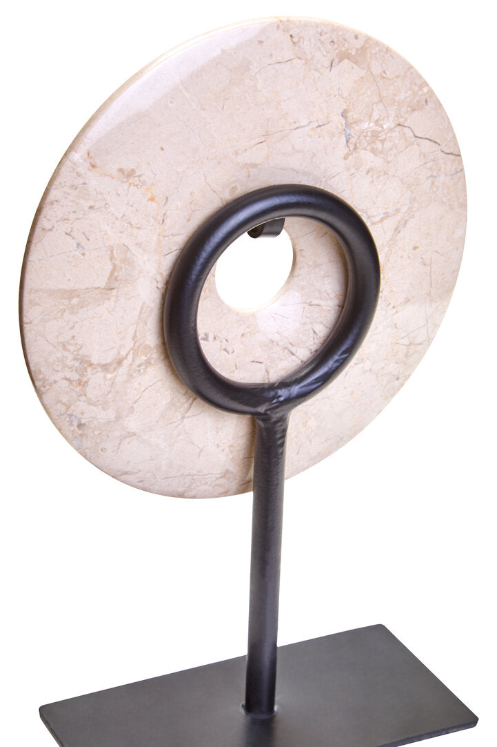 Visso Extra Small Cream Marble Round 15cm Disc Sculpture