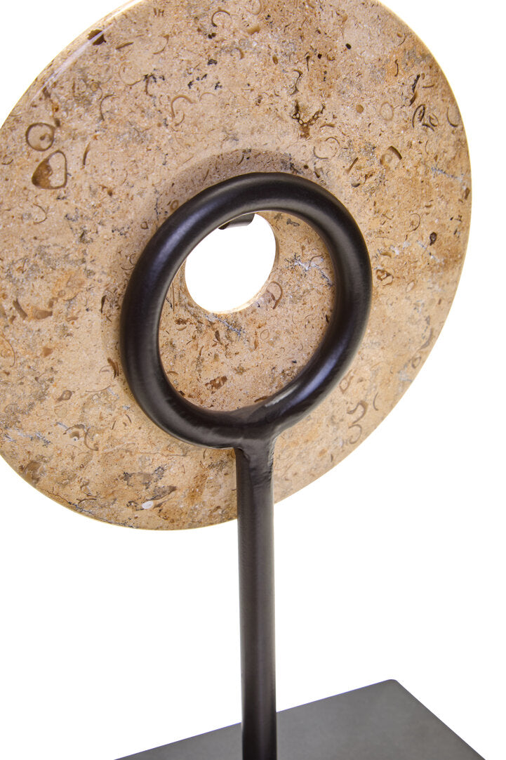 Visso Small Natural Speckled Marble Round 20cm Disc Sculpture