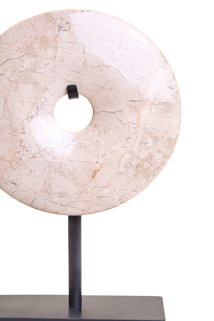 Visso Extra Small Cream Marble Round 15cm Disc Sculpture
