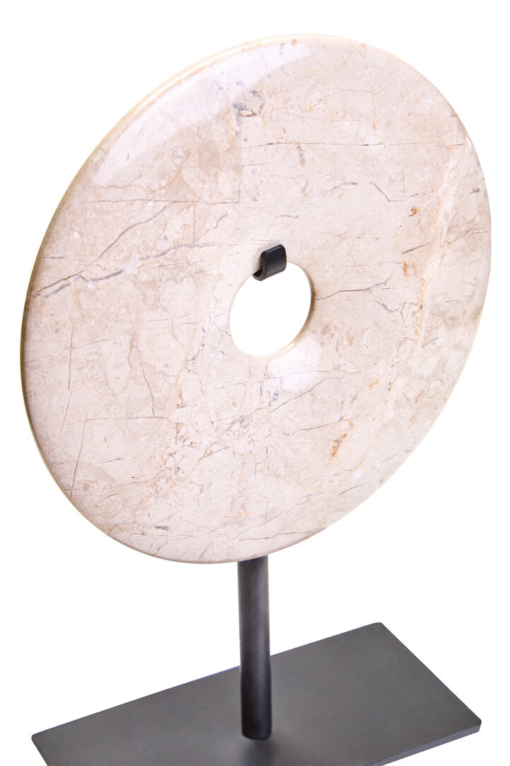 Visso Extra Small Cream Marble Round 15cm Disc Sculpture