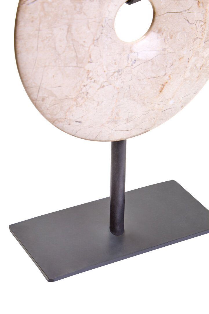 Visso Extra Small Cream Marble Round 15cm Disc Sculpture