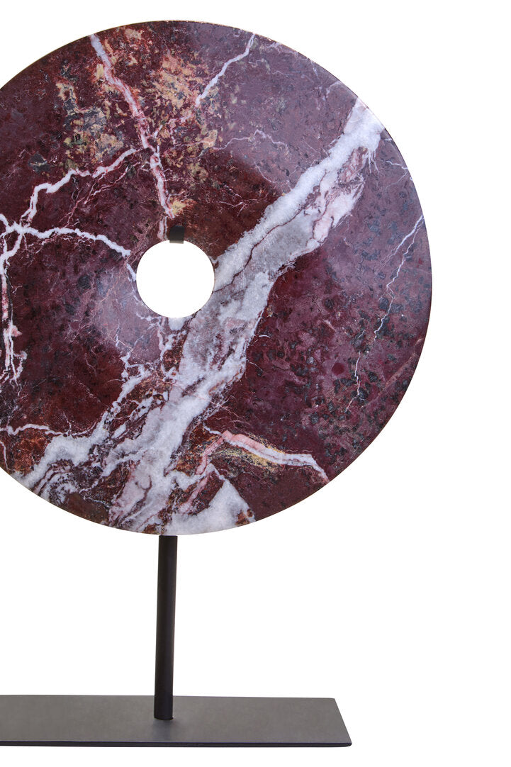 Toluca Small Red Marble Round 20cm Disc Sculpture