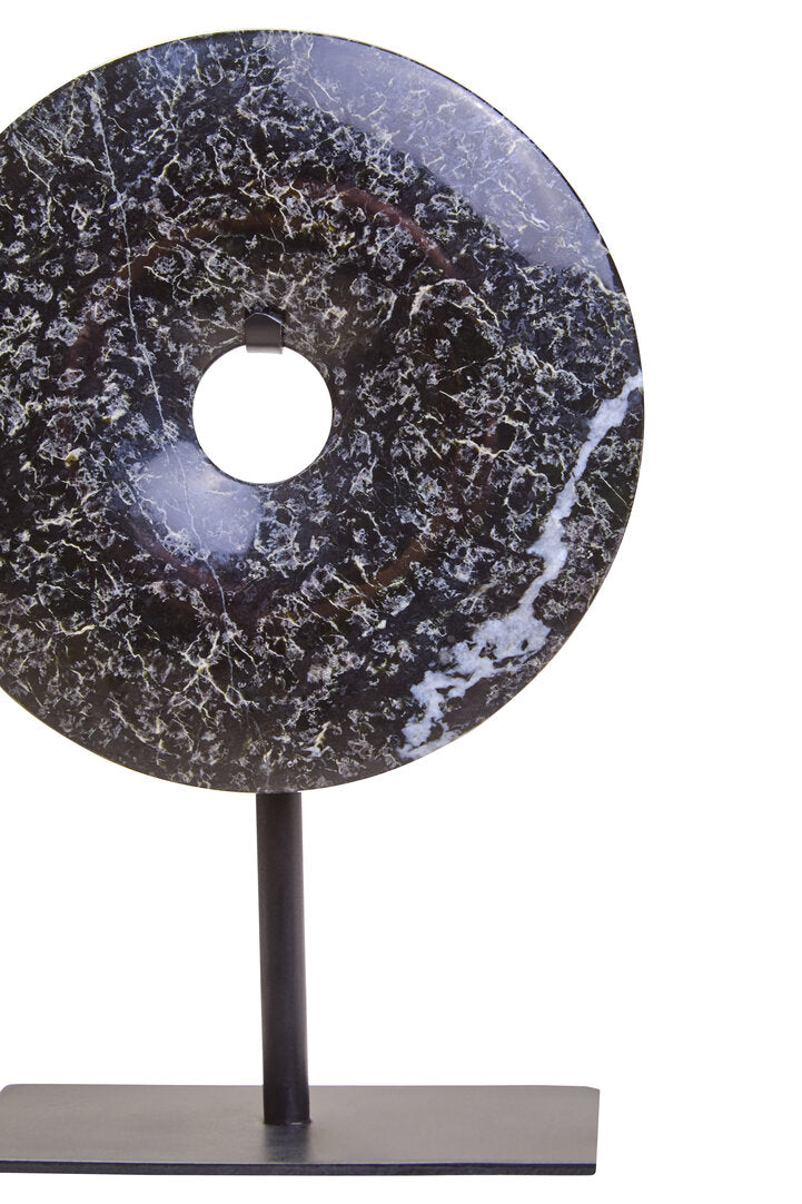 Toluca Extra Small Black Marble Round 15cm Disc Sculpture