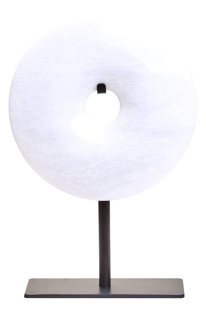 Visso Extra Small Round 15cm White Marble Disc Sculpture