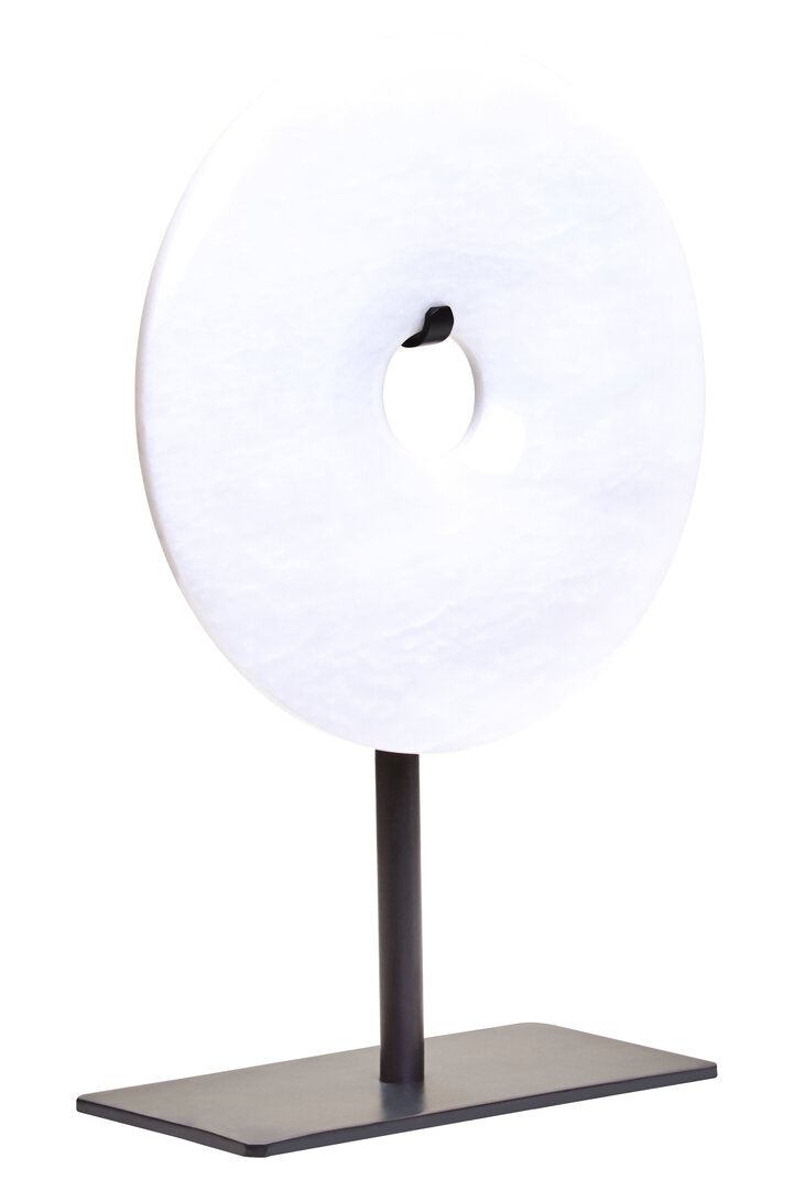 Visso Extra Small Round 15cm White Marble Disc Sculpture