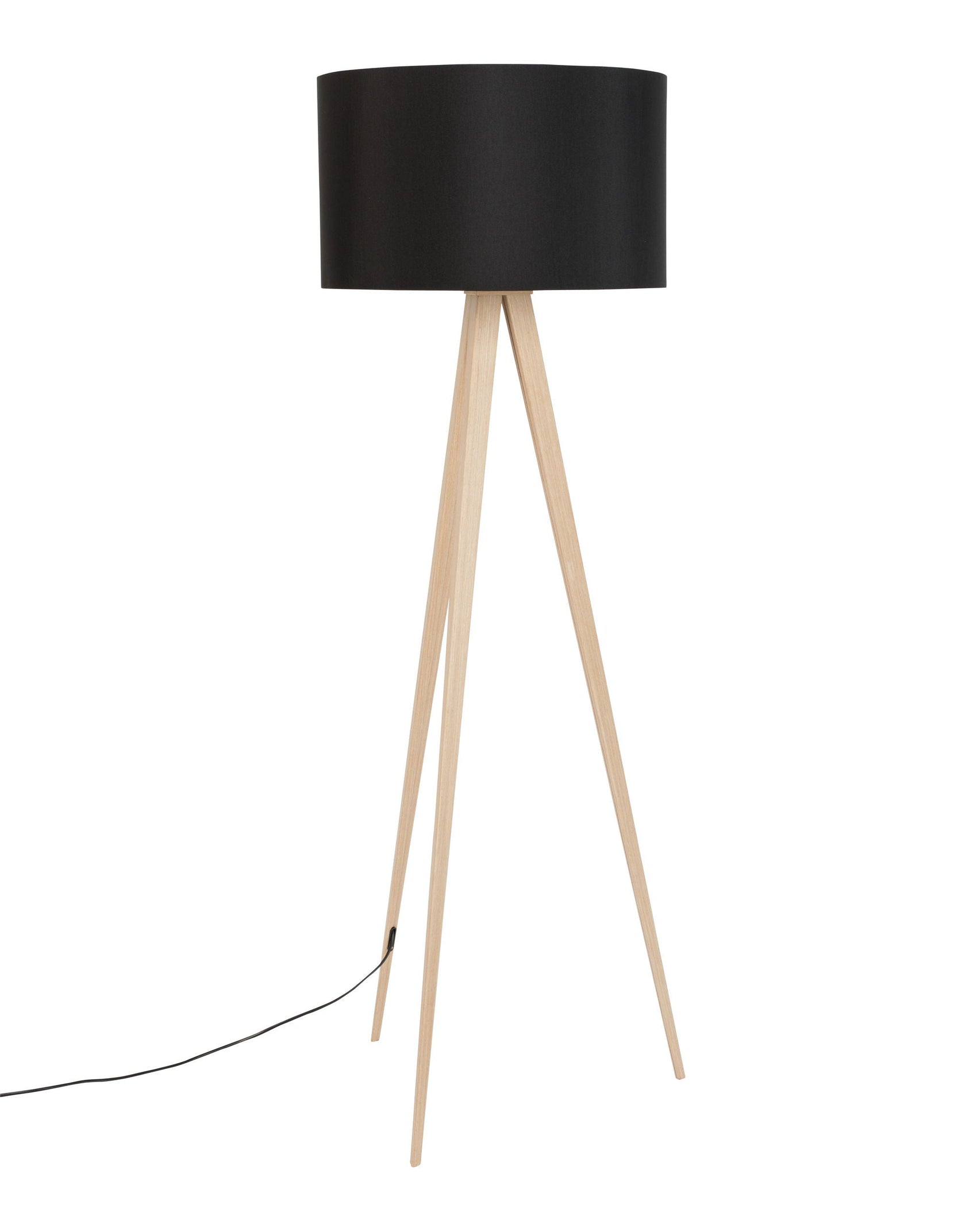 Zuiver Tripod Wood Black Floor Lamp