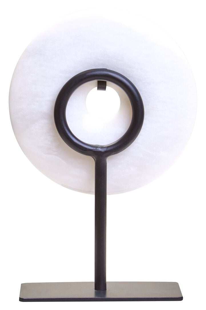 Visso Extra Small Round 15cm White Marble Disc Sculpture