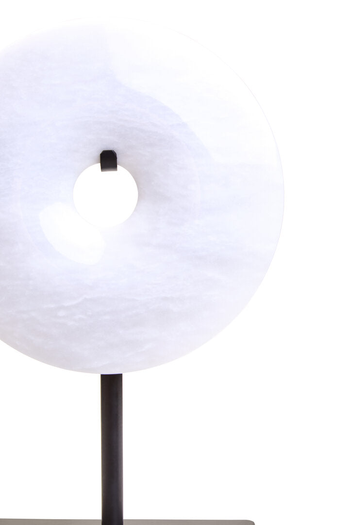 Visso Extra Small Round 15cm White Marble Disc Sculpture