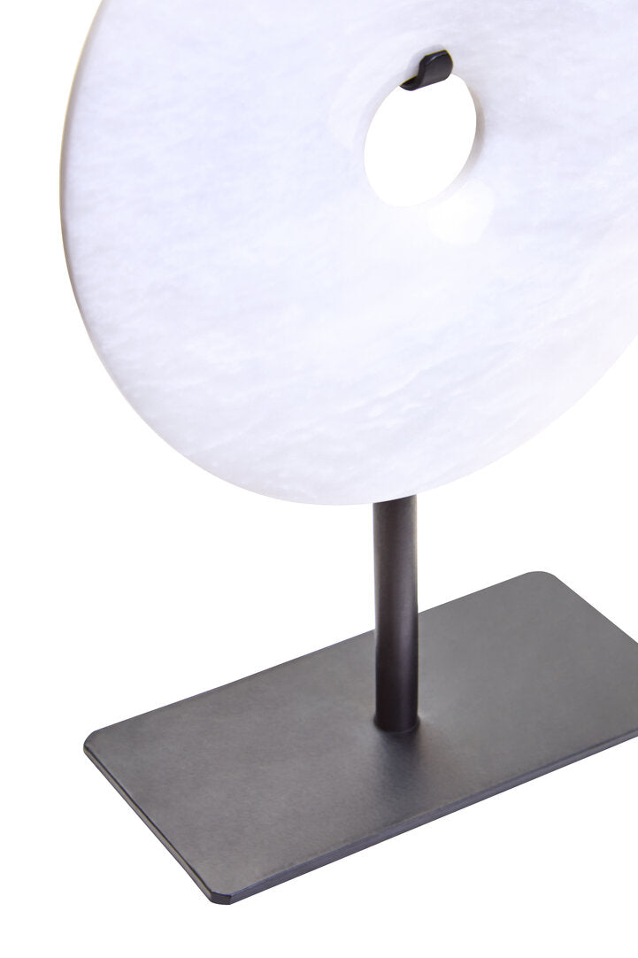 Visso Extra Small Round 15cm White Marble Disc Sculpture
