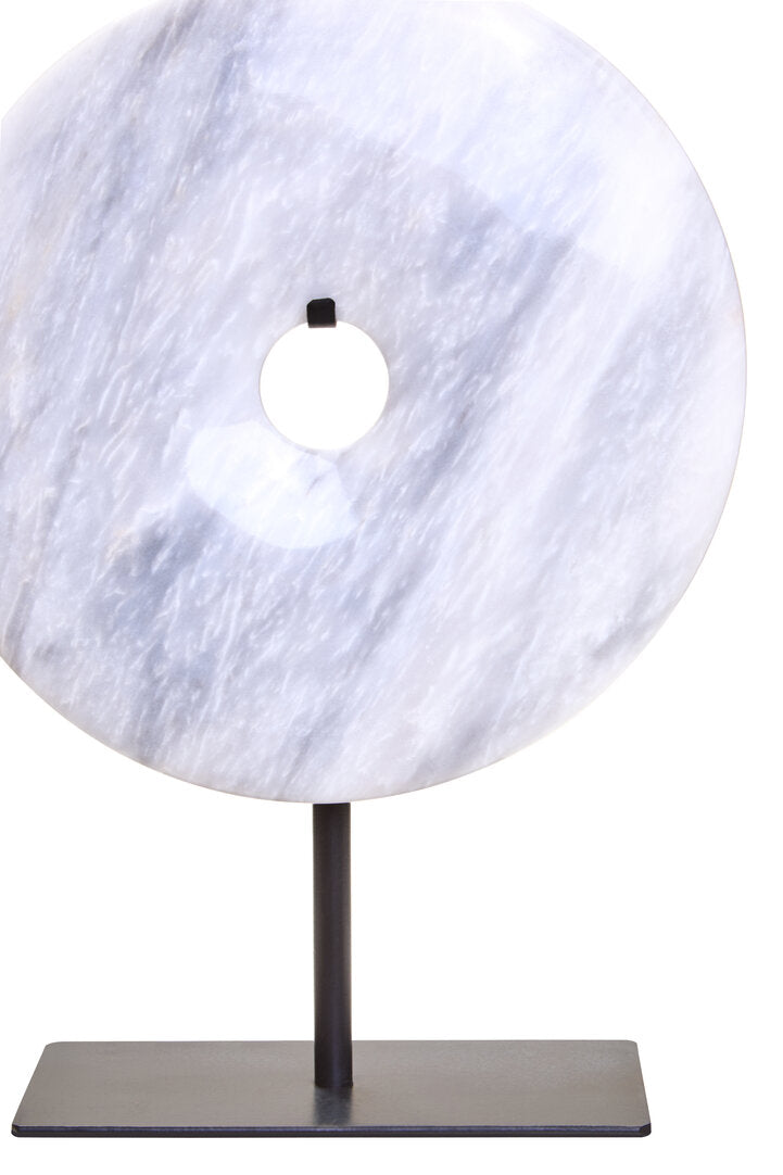 Visso Small Round 20cm White Marble Disc Sculpture