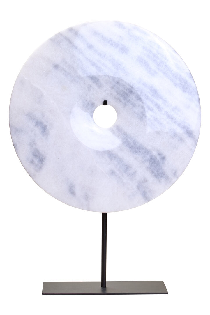 Visso Extra Large Round 35cm White Marble Disc Sculpture