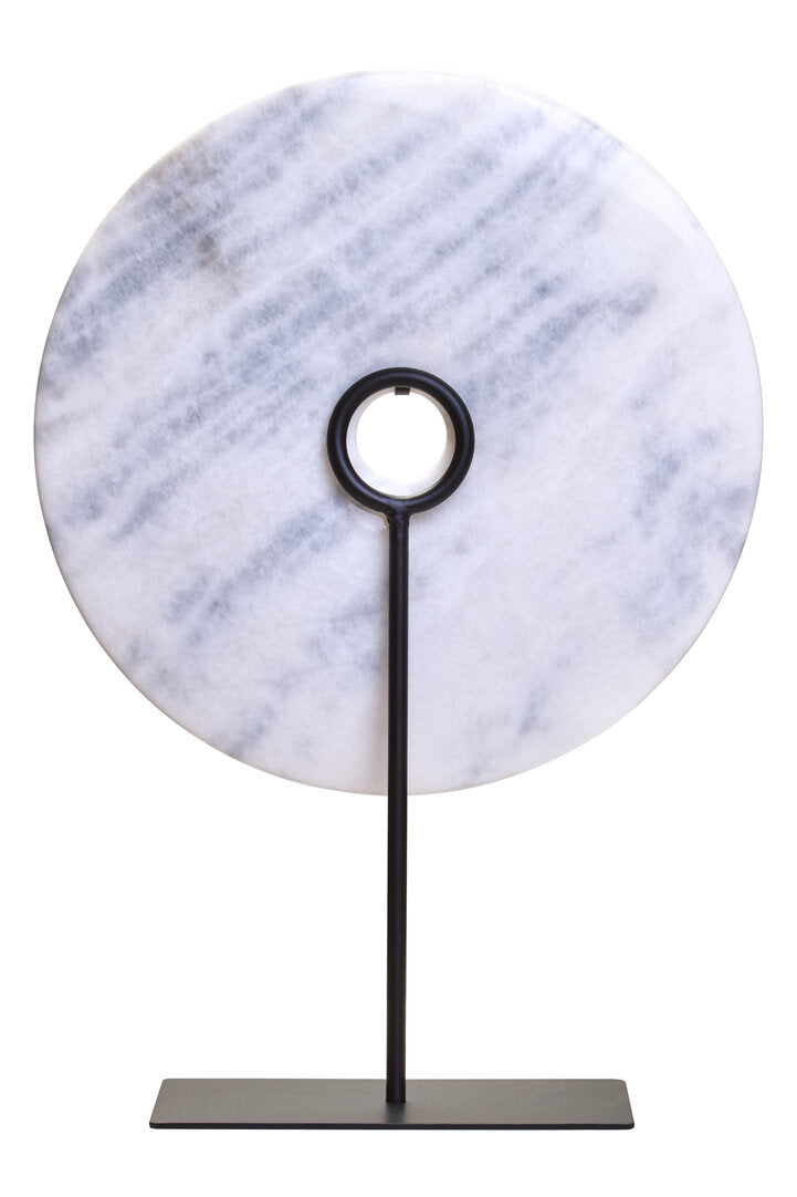 Visso Extra Large Round 35cm White Marble Disc Sculpture