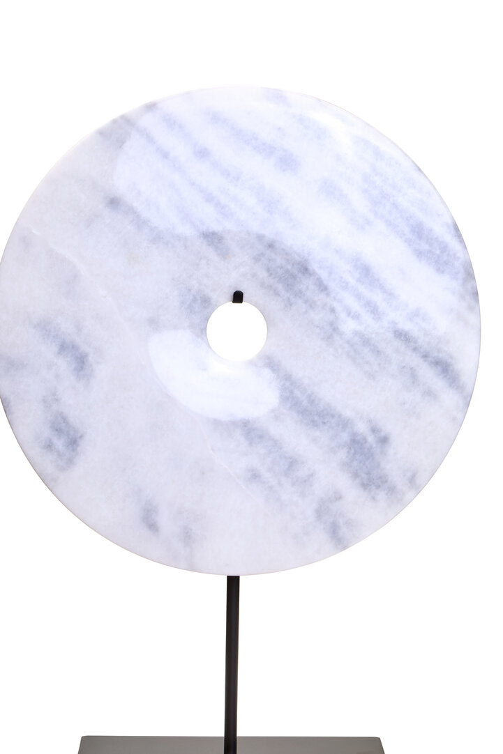 Visso Extra Large Round 35cm White Marble Disc Sculpture