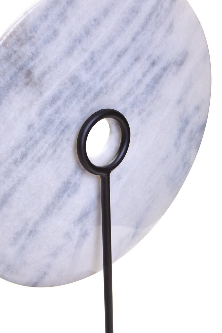 Visso Extra Large Round 35cm White Marble Disc Sculpture