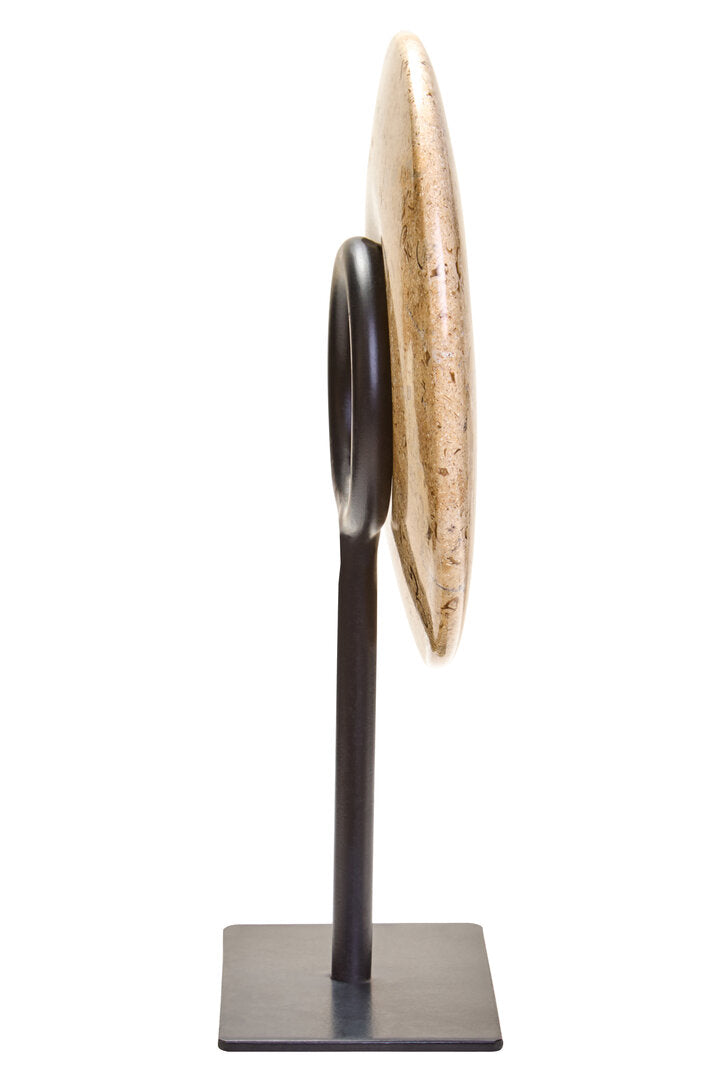 Visso Small Natural Speckled Marble Round 20cm Disc Sculpture