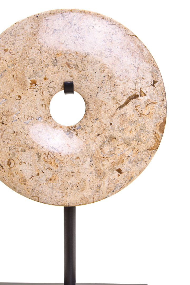 Visso Small Natural Speckled Marble Round 20cm Disc Sculpture