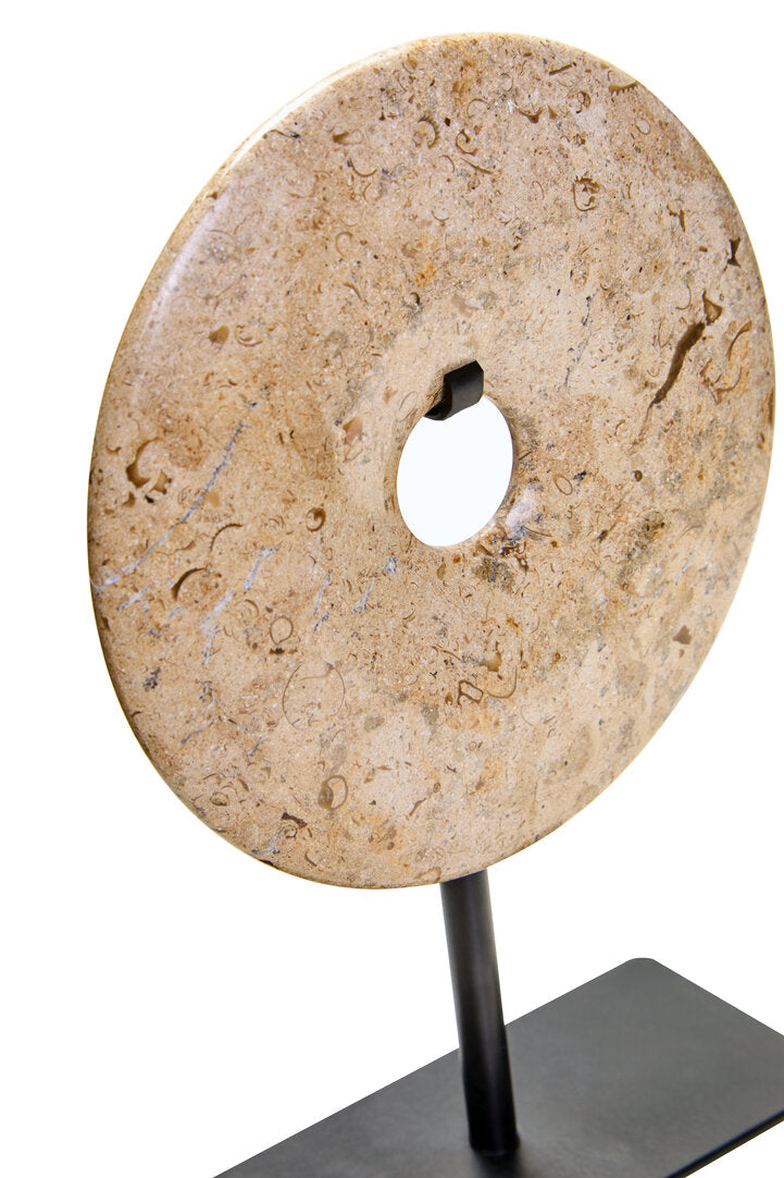 Visso Small Natural Speckled Marble Round 20cm Disc Sculpture