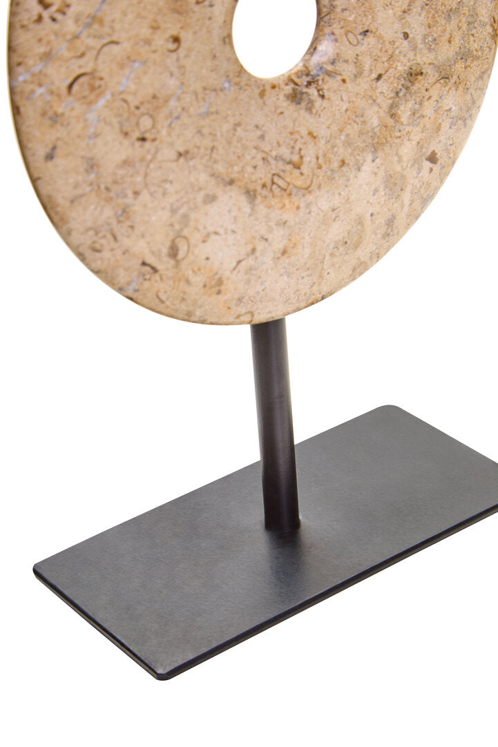 Visso Small Natural Speckled Marble Round 20cm Disc Sculpture