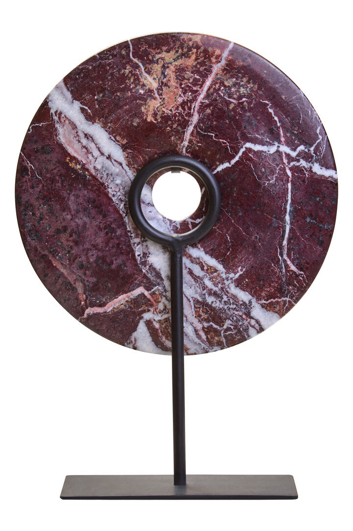 Toluca Small Red Marble Round 20cm Disc Sculpture