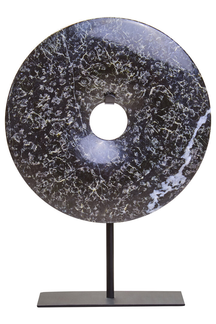 Toluca Extra Small Black Marble Round 15cm Disc Sculpture