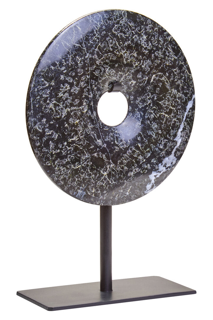 Toluca Extra Small Black Marble Round 15cm Disc Sculpture
