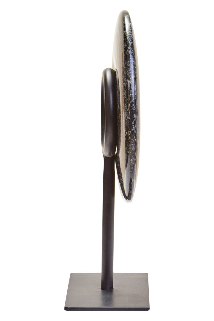 Toluca Extra Small Black Marble Round 15cm Disc Sculpture
