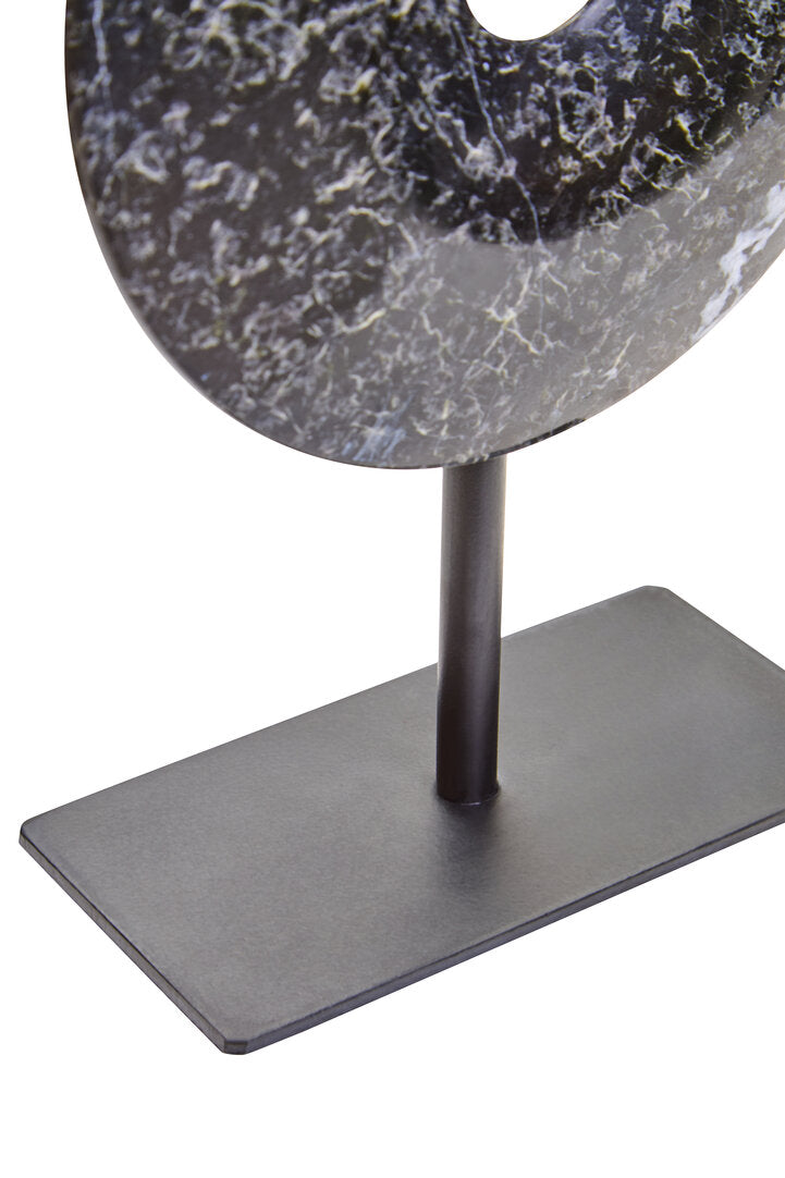 Toluca Extra Small Black Marble Round 15cm Disc Sculpture