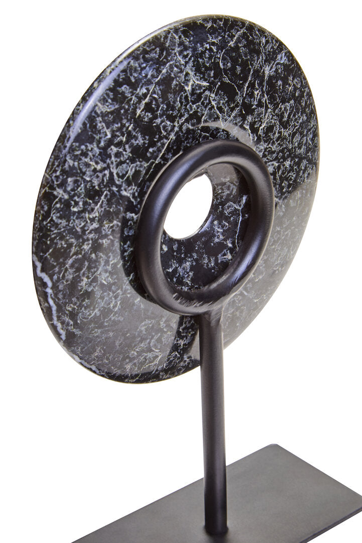 Toluca Extra Small Black Marble Round 15cm Disc Sculpture
