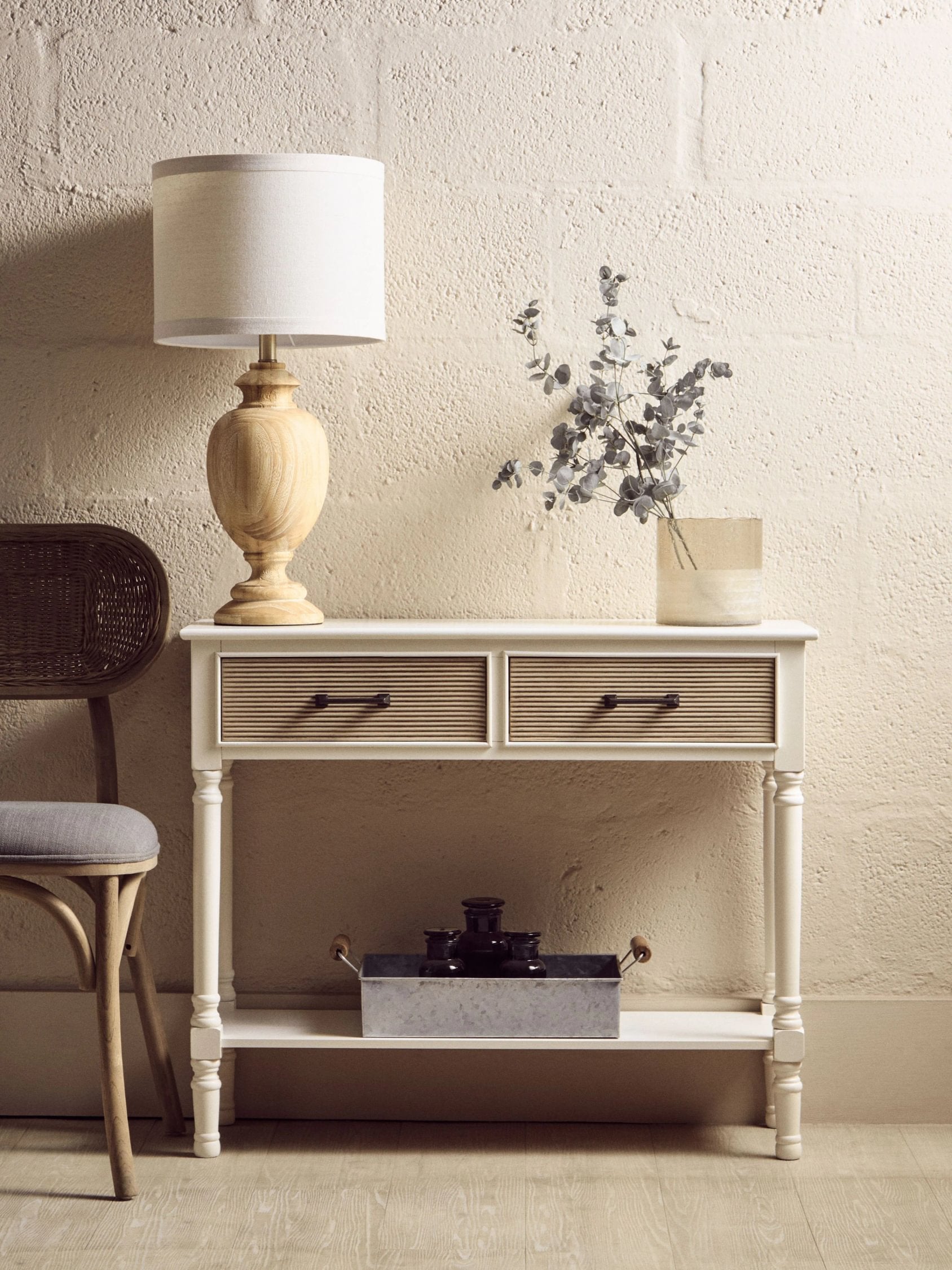 Chelsea White Wood 2 Drawer Console Table 90 x 33 x 75cm