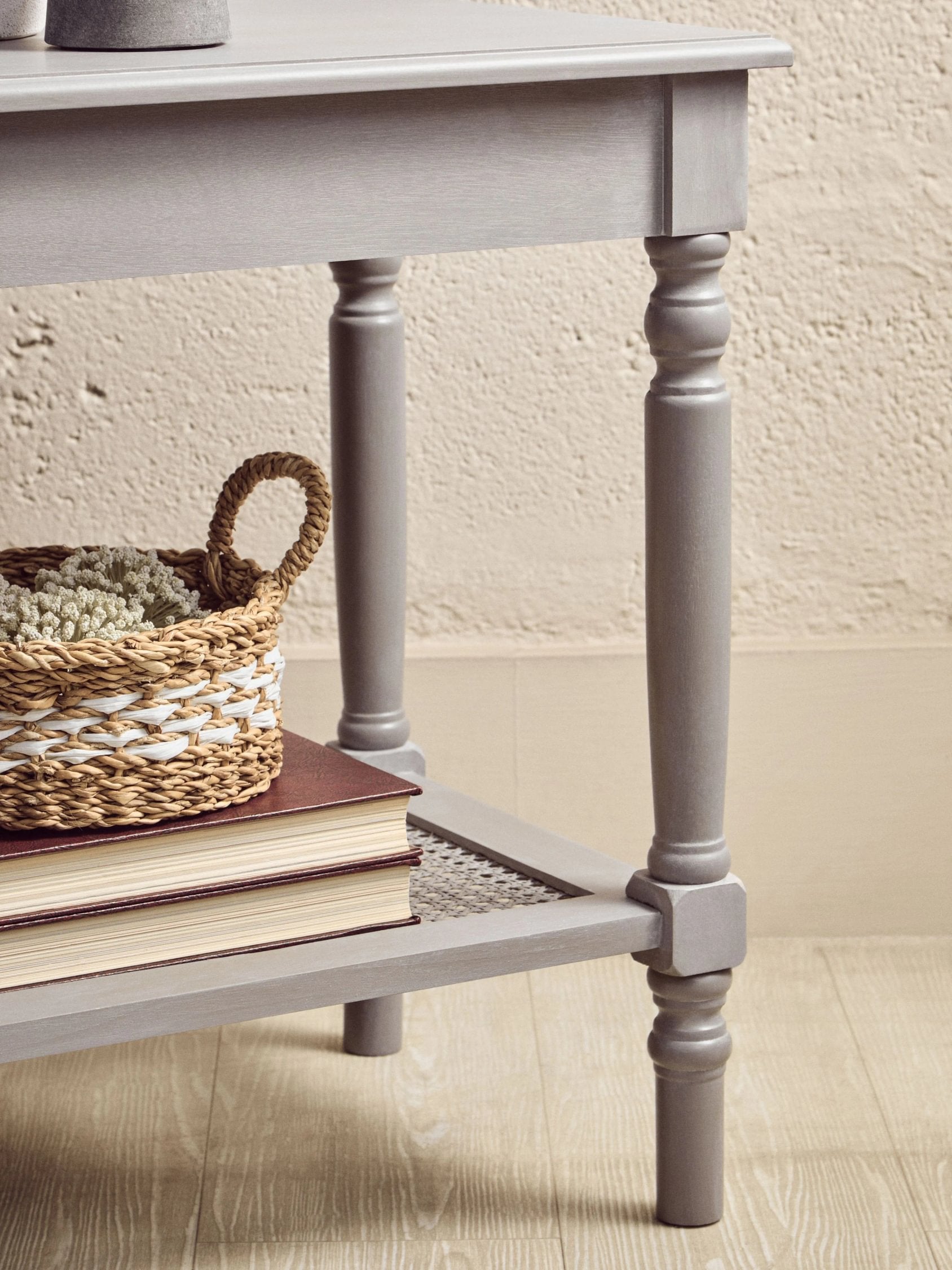 Chelsea Grey Wash Wood Side Table with Lower Shelf